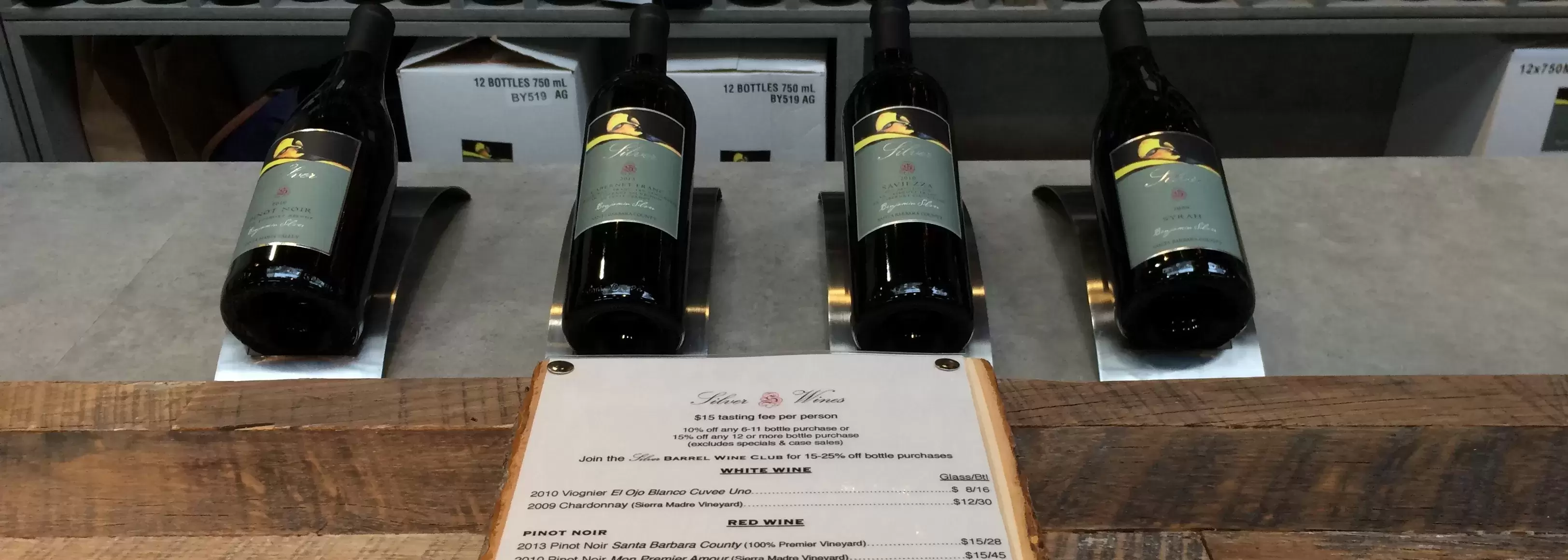 tasting menu with bottles
